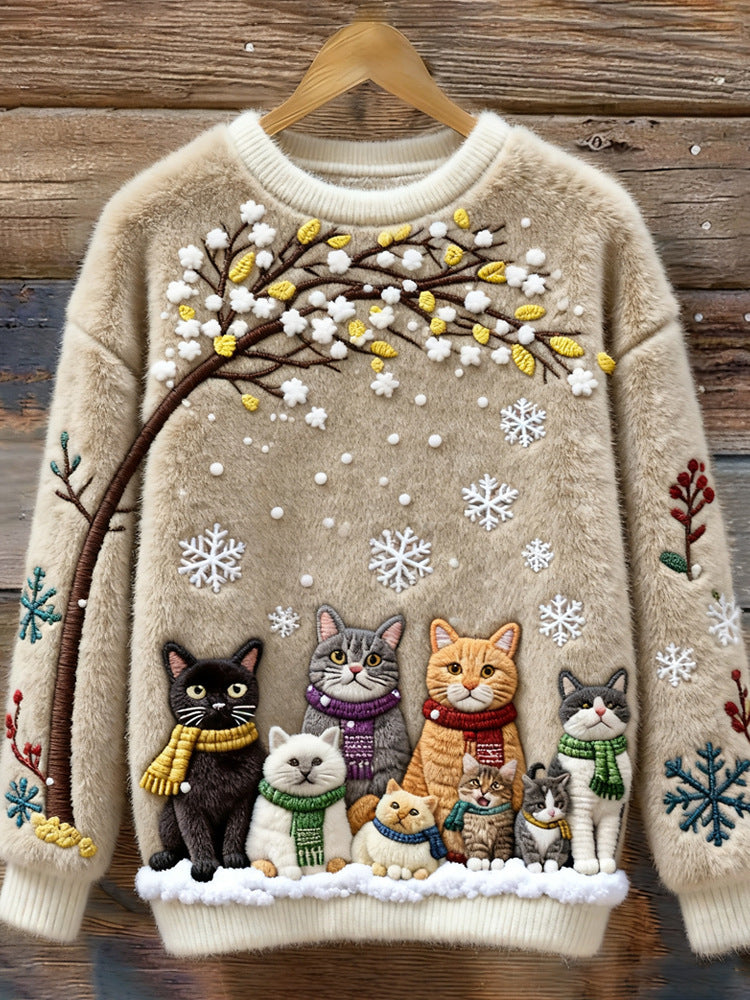 Women's Christmas Crew-neck Patterned Top