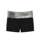 American-style Edgy Sassy Sequined Patchwork Shorts With A High Waist