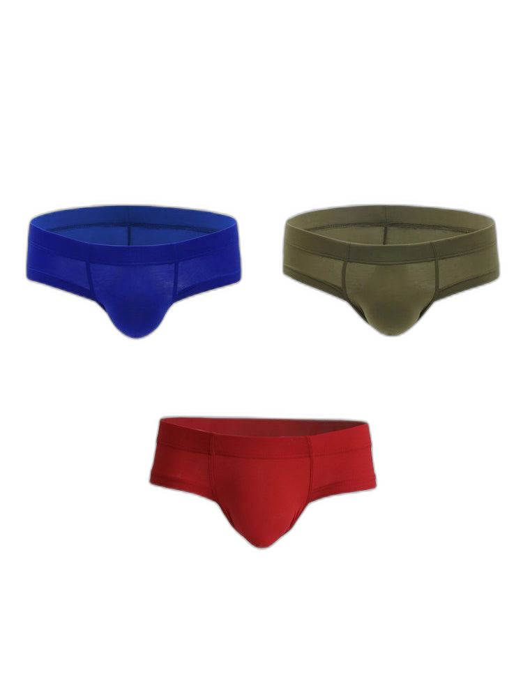 3 Pack Men's Cotton Solid U-Shaped Pouch Briefs