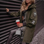 Women's Mid-Length Casual Anorak Coat - Army Green Windbreaker Jacket