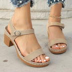 Open Toe With Buckle Chunky Heel High Heel Sandals