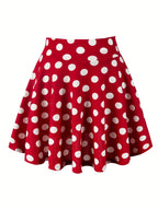 Kpop Polka Dot Print Skater Skirts, Casual Ruffle A Line Versatile Mini Skirts, Women's Clothing