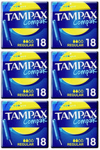 6 x Tampax Compak Regular Tampons With Applicator X18