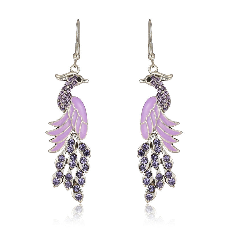 Peacock Boho Drop Earrings | Alloy Bird Ethnic Style Jewellery