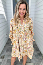 Women's Casual Loose Floral Long Sleeve Dress