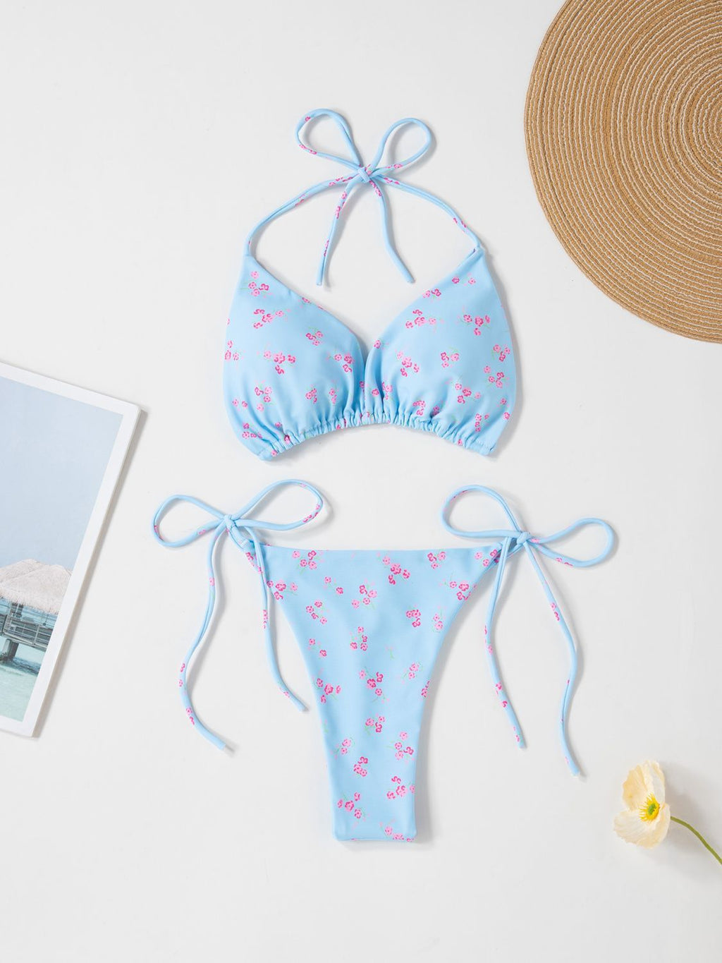 Solid Color Sexy Lace-up Hot Girl Temperament Women's Bikini Swimsuit