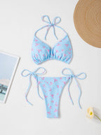 Solid Color Sexy Lace-up Hot Girl Temperament Women's Bikini Swimsuit
