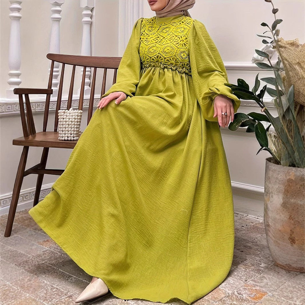 Solid-color Patchwork Fashionable And Elegant Women's Dress