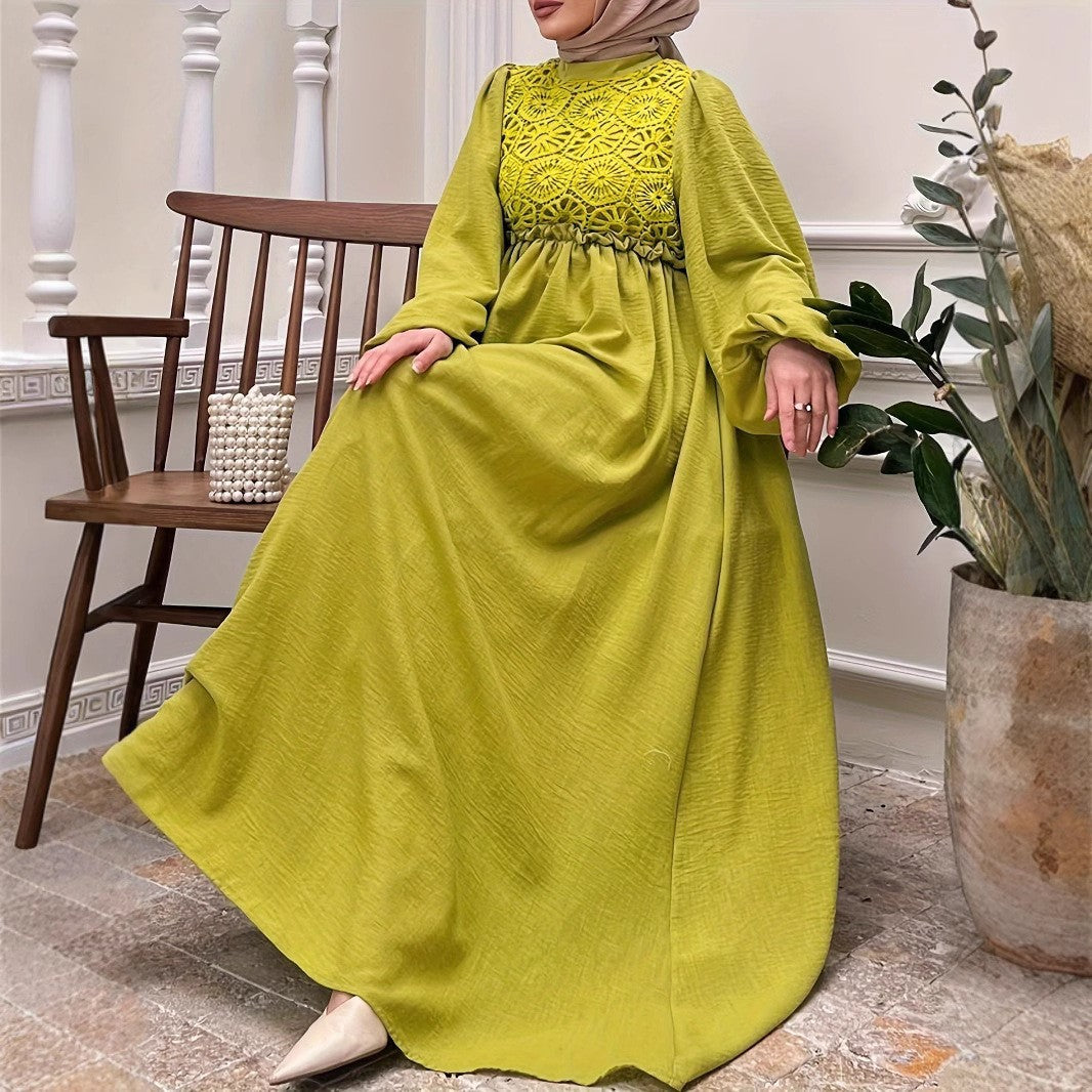 Solid-color Patchwork Fashionable And Elegant Women's Dress