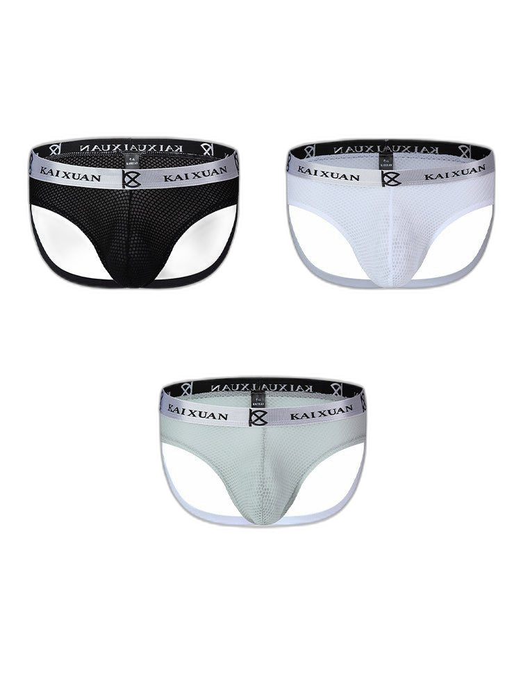 3 Pack Men's Mesh Thong with Stretch & Breathable 3D Support Pouch