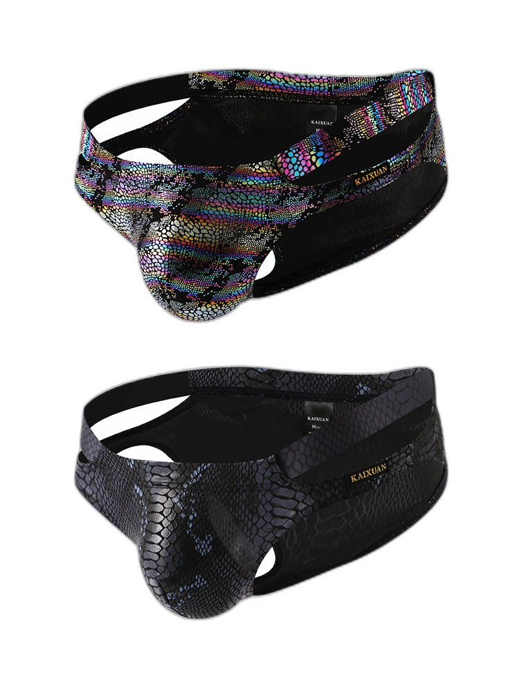 2-pack Men's Snake Print Hollow Briefs