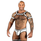 Mr S Leather Neoprene Bulldog Harness | White