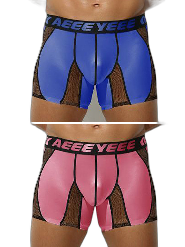 2 Pack Men's Workout Anti-Chafing Quick-Dry & Breathable Mesh Stretch Boxer Briefs