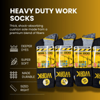 Sock Stack Mens Heavy Duty Work Socks 24 Pairs Cushion Sole Reinforced Toe And Heel Black Boot Socks EU 39-45 UK 6-11 For Construction And Outdoor Use