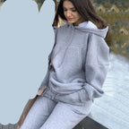 Two-piece solid color sweater with large pockets