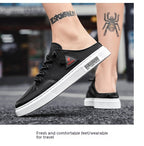 Men's Summer Wear Breathable Deodorant Slip-on Lofter Half Slippers Casual Sports Heel-free Fashion Shoes
