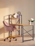 Light Oak Effect Desk with Shelves | Laxton
