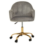 Grey Velvet and Gold Home Office Chair | Brent