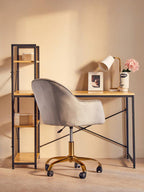 Grey Velvet and Gold Home Office Chair | Brent