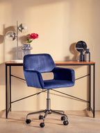 Navy Velvet and Chrome Base Home Office Chair | Brent
