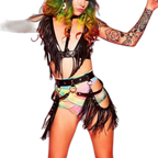 Women's Gothic Punk Pentagram Garter Set with Tassel Bra Harness
