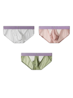 3 Pack Men's Ice Silk Breathable Mesh Low-Rise Classic Briefs