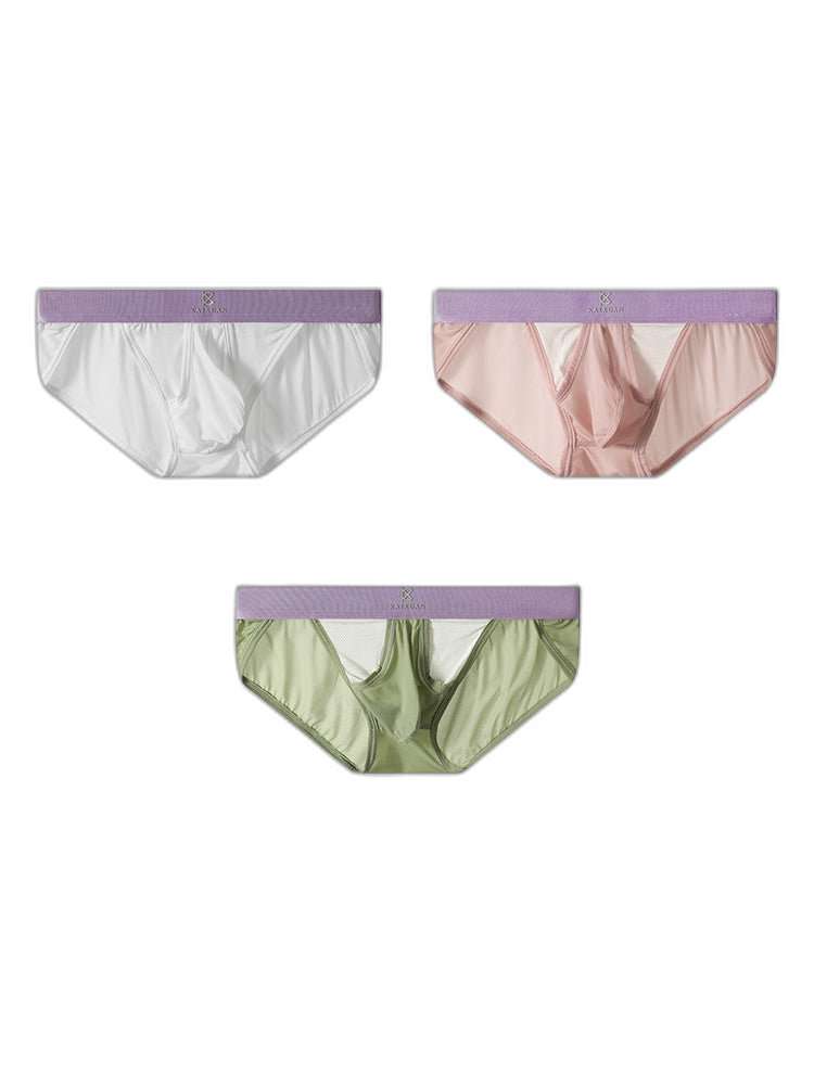3 Pack Men's Ice Silk Breathable Mesh Low-Rise Classic Briefs