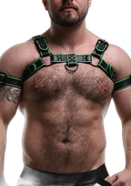 ruff GEAR Leather Bulldog Reflector Harness Black Neon Green
