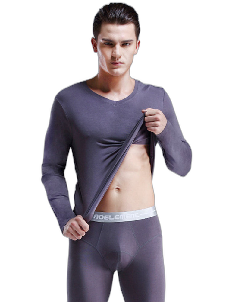 Mens Ultra Soft Low Cut V-Neck Thermal Shirt