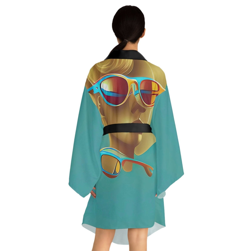 Retro Cool Blue - Womens Kimono Robe