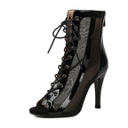 Strap jazz dance high heels heels dance shoes elastic dance short boots summer open toe sandals