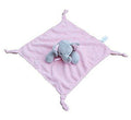Pink Elephant Super soft Plush Velour Baby Comforter With Knotted Corners