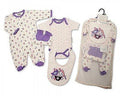 Brand New Baby Girl Jersey Cotton 5 Piece Clothing Gift Set Sleepsuit, Vest, Bib