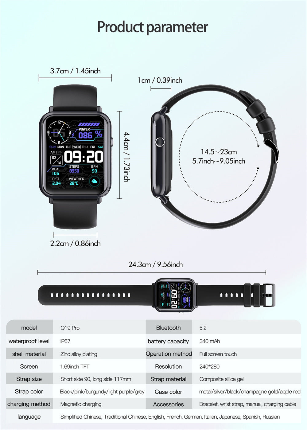 Premium Smart Waterproof Watch - IP67 Fitness Tracker with Bluetooth 5.2 | 1.69" HD Display