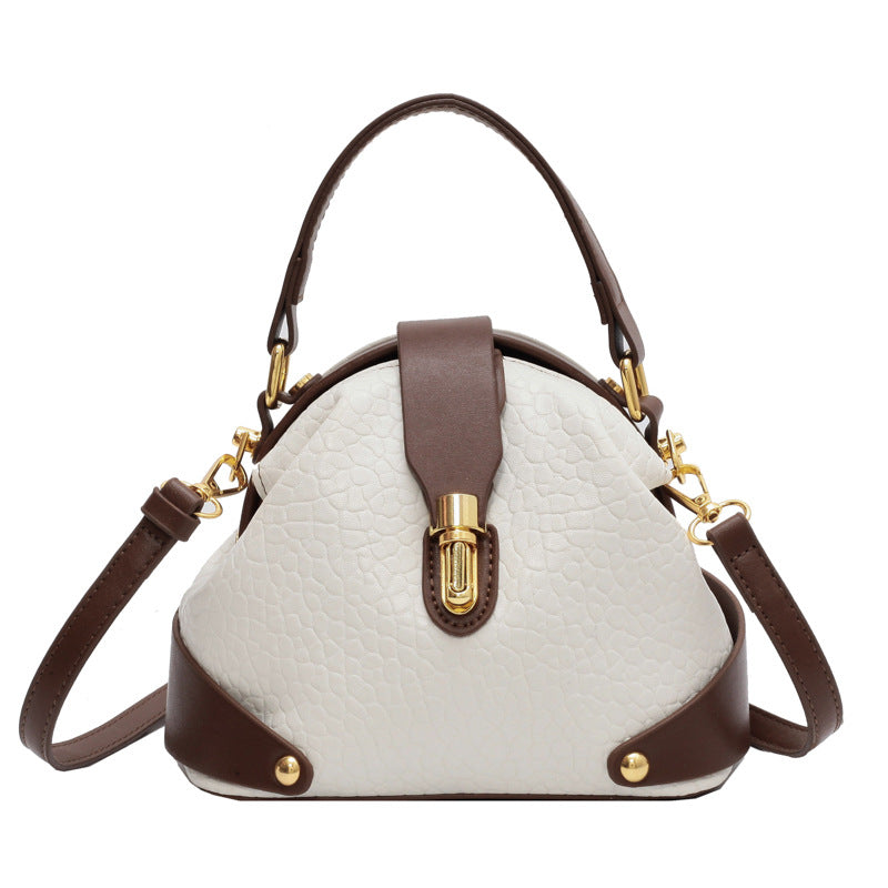 Women's Autumn And Winter Korean Retro Handbag Shoulder Lychee Pattern Small Round Bag