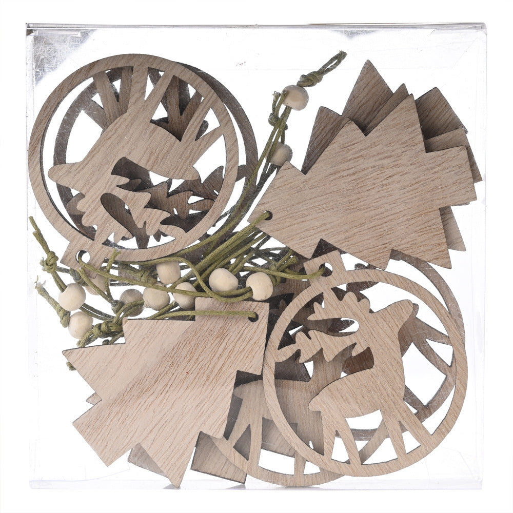 Christmas Decorations Transparent Boxed Wooden Pendant