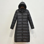 Lightweight Hooded Long Below-the-knee Slim-fit Coat