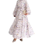 Chiffon Floral Dress With Belt Long Length Stylish And Elegant
