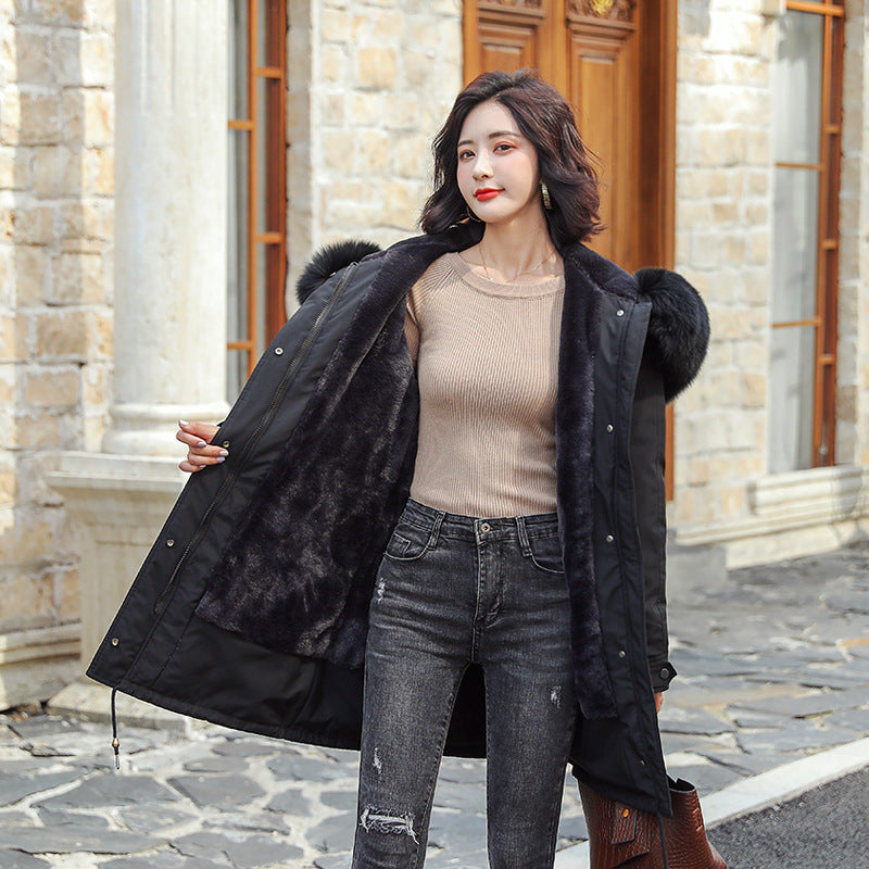 Mid-length cotton coat down jacket