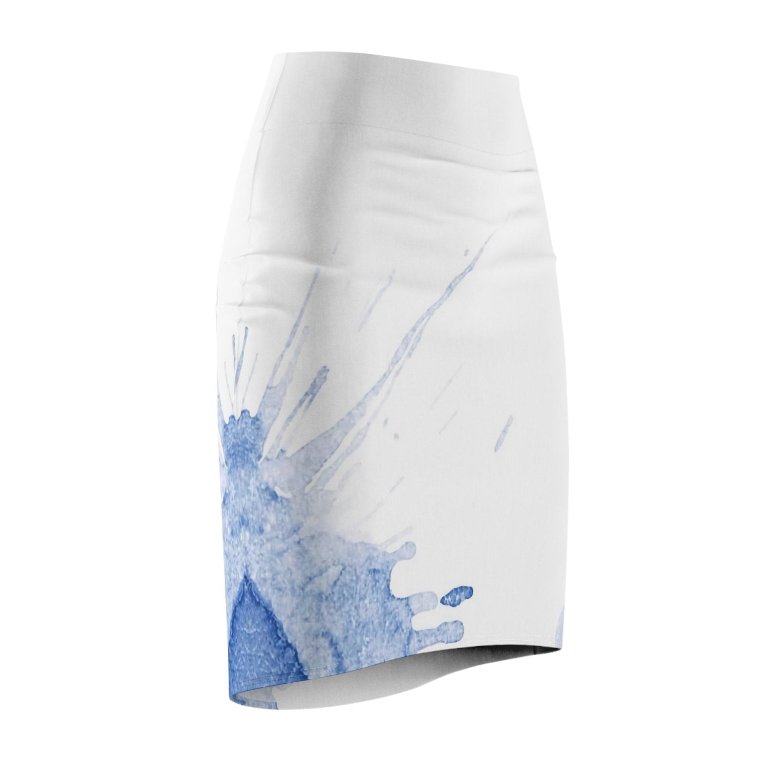 Watercolour Blue Splash - Womens Pencil Skirt