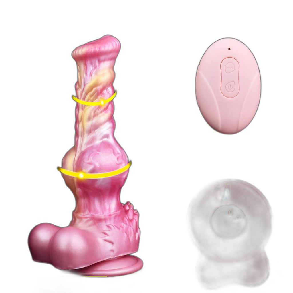 Crimson Dragon - 8.2 Inch Vibration & Thrusting  Dragon Dildo - Knot Dildo