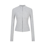 Stand-up Collar Slim-fit Waist-cinching Cardigan Top