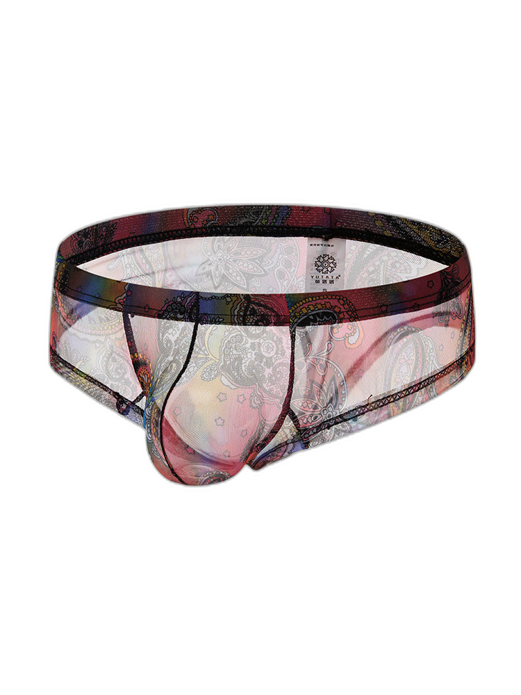 4-pack Men's Lace Print Sheer Mesh Bohemian Boxer Briefs
