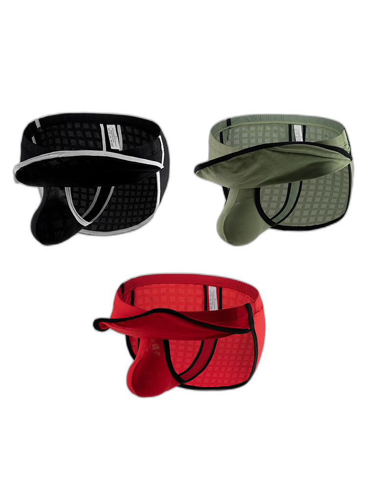 3 Pack Men's Breathable Mesh Full Coverage Trendy Design Soft Boxers