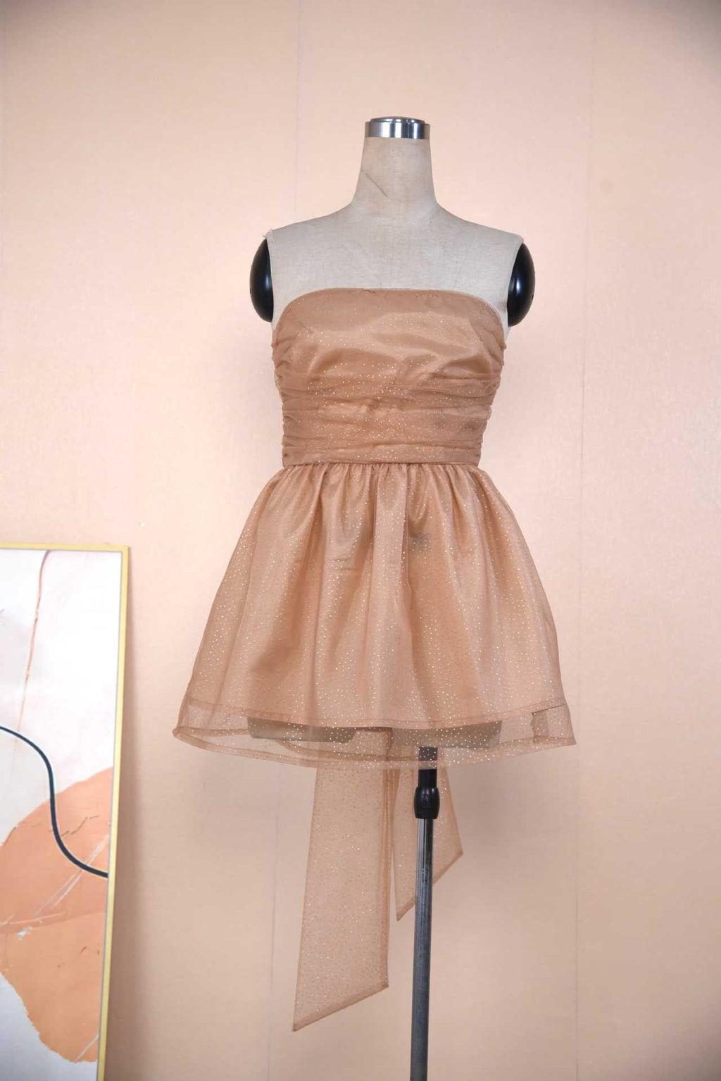 Tube Top Lace Dress With Back Bow-knot Summer Fashion Temperament Mesh Stitching Off-neck Short Skirt