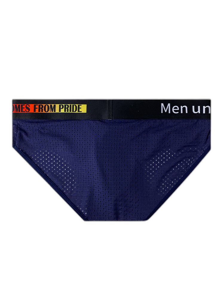 Men's Mesh Briefs With Colorful Spliced Lines