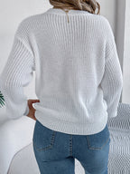 Women Casual Color Block Heart LOVE Long Sleeve Pullover Sweater