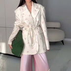 Collar Lace-up Waist-tight Suit Jacket