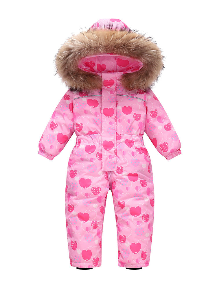 New-style Winter Down Jacket Thickened Children's One-piece Ski Suit