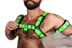 ruff GEAR Bold Leather Bulldog Harness Neon Green